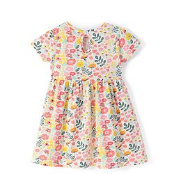 Babyhug Knit Half Sleeves Floral Printed Frocks Pack of 2 - Red & White - Image 10