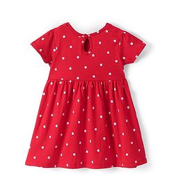 Babyhug Knit Half Sleeves Floral Printed Frocks Pack of 2 - Red & White - Image 12