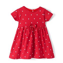 Babyhug Knit Half Sleeves Floral Printed Frocks Pack of 2 - Red & White - Image 4