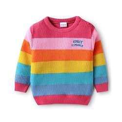 Babyhug Knitted Full Sleeves Pullovers Striped Sweater - Multicolor - Image 13