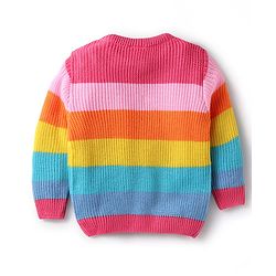 Babyhug Knitted Full Sleeves Pullovers Striped Sweater - Multicolor - Image 14