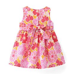Babyhug Poplin Half Sleeves Shrug with Frock - White & Pink - Image 3
