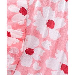 Babyhug Rayon Woven Full Sleeves Floral Printed Frock with Frill Detailing - Pink - Image 3