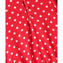 Babyhug Rayon Woven Full Sleeves Polka Dot Printed Top - Red - Image 12