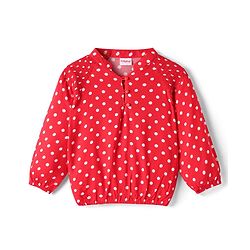 Babyhug Rayon Woven Full Sleeves Polka Dot Printed Top - Red - Image 14