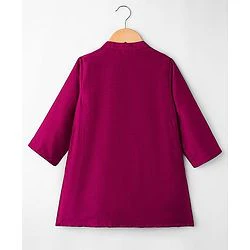 Babyhug Rayon Woven Full Sleeves Solid Kurta Dhoti Set with Sequenced Nehru Jacket - Magenta Pink - Image 16