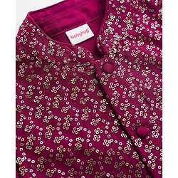 Babyhug Rayon Woven Full Sleeves Solid Kurta Dhoti Set with Sequenced Nehru Jacket - Magenta Pink - Image 9