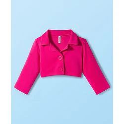 Babyhug Scuba Woven Full Sleeves Solid Jacket & Skirt With Inner Top - Dark Pink - Image 33