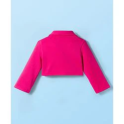 Babyhug Scuba Woven Full Sleeves Solid Jacket & Skirt With Inner Top - Dark Pink - Image 7