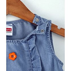 Babyhug Sleeveless Fit & Flare Denim Frock - Light Blue - Image 4