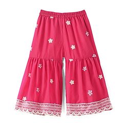 Babyhug Sleeveless  Top With Sharara & Floral Embroidered Jacket Set - Pink - Image 7