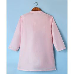 Babyhug Woven Full Sleeves Kurta Dhoti Set with Floral Embroidered Waistcoat - Pink - Image 12