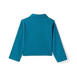 Babyhug Woven Full Sleeves Solid Colour Party Collared Top & Skirt Set with Pockets - Teal Blue - Image 11