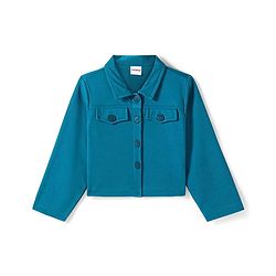 Babyhug Woven Full Sleeves Solid Colour Party Collared Top & Skirt Set with Pockets - Teal Blue - Image 17