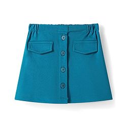 Babyhug Woven Full Sleeves Solid Colour Party Collared Top & Skirt Set with Pockets - Teal Blue - Image 5