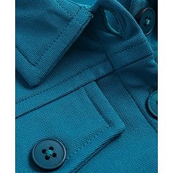 Babyhug Woven Full Sleeves Solid Colour Party Collared Top & Skirt Set with Pockets - Teal Blue - Image 7