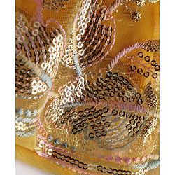 Babyhug Woven Sequinned Floral Embroidered Frock with Three Fourth Sleeves Net Jacket -Yellow - Image 14