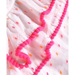 Babyhug Woven Sleeveless Top With Frill & Polka Dots - Pink & White - Image 15