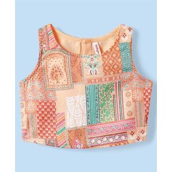 Babyhug Woven Top with Three Fourth Sleeves Printed Jacket & Palazzo - Peach - Image 12