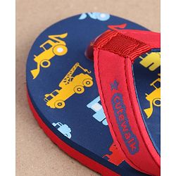 Cute Walk by Babyhug Slip On Flip Flops JCB Print - Blue - Image 36