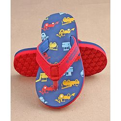 Cute Walk by Babyhug Slip On Flip Flops JCB Print - Blue - Image 7