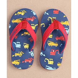Cute Walk by Babyhug Slip On Flip Flops JCB Print - Blue - Image 8